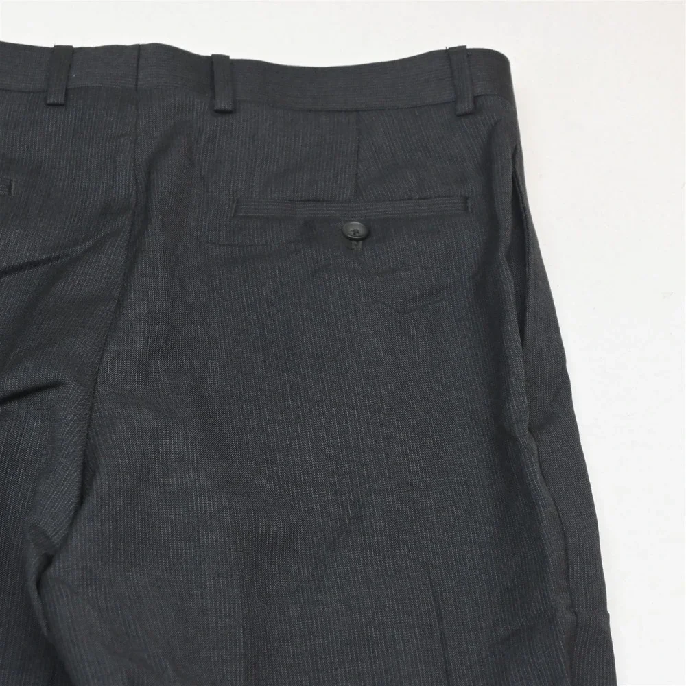 Pronto Uomo 40R 33x30 Gray Striped 100% Wool Mens Jacket Pants Suit
